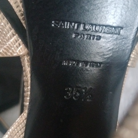 YSL metallic Gold Lizard Embossed Leather Tribute Ankle Strap Platform heels - Picture 15 of 16